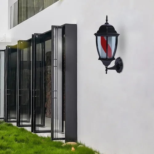 Vista 8 de Barra de peluquería LED brillante globo luz,Peluquería Barbería Señal abierta,Rotación de tiras giratorias rojas, blancas y azules,IP44 impermeable