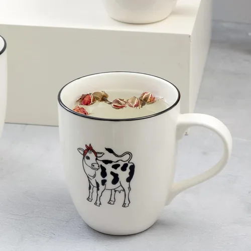 Vista 5 de LEHAHA Farmhouse - Juego de tazas de café de 16 onzas, tazas de cerámica grandes con asa, juego de 6, tazas de porcelana de Navidad para café, té