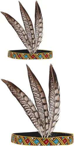 Vista 7 de ABOOFAN 10 piezas de diadema bohemia de plumas para el cabello tocado de Mardi Gras diadema india Color Variado