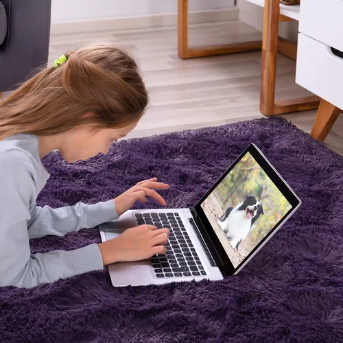 Vista 153 de Softlife Alfombra naranja para dormitorio, alfombra de felpa esponjosa para sala de estar para niñas, alfombra lanuda para niños, alfombra suave