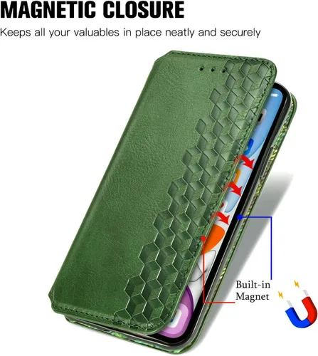 Vista 6 de Funda compatible con Xiaomi Poco X3 GT, compatible con Redmi Note 10 Pro (China) 5G con cierre magnético con soporte para tarjetas, color verde