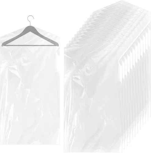 Vista 8 de cobee Bolsas de ropa de 25.6 x 35.6 pulgadas para colgar ropa, 12 paquetes de bolsas de plástico para limpieza en seco, fundas protectoras