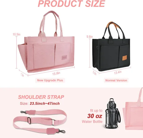Vista 7 de Bolso de lona para mujer con bolsillos, bolso cruzado para portátil de trabajo, bolso de hombro para todo lo demás, bolso de lona para todos