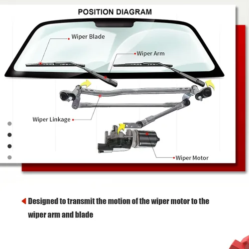 Vista 2 de A-Premium Conjunto de varillaje de transmisión del limpiaparabrisas delantero compatible con vehículos Audi - A4, A4 Quattro 2002-2008, RS4