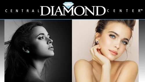 Vista 5 de Aretes redondos de plata de ley de 0.256in, circonita pura brillante y piedras preciosas simuladas, Oro rosa Plata de ley Gema Piedra Diamante