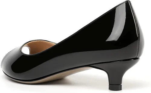 Vista 7 de MOVINSTEPS Vestido de mujer con puntera abierta, patente, puntera abierta, sin cordones, zapatos de tacón bajo para citas, zapatos de tacón bajo