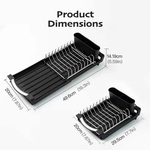 Vista 6 de Escurridor extensible de acero inoxidable, sobre fregadero o encimera, con soporte para utensilios