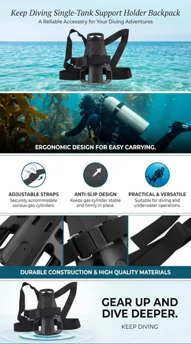 Vista 5 de Correa de tanque de buceo ajustable, diseño antideslizante estable para soporte seguro de botella de oxígeno, accesorio de buceo duradero