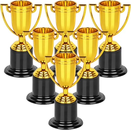 Vista 9 de Mini trofeos, 12 trofeos de oro, trofeos de plástico, tazas de trofeo de 4 12