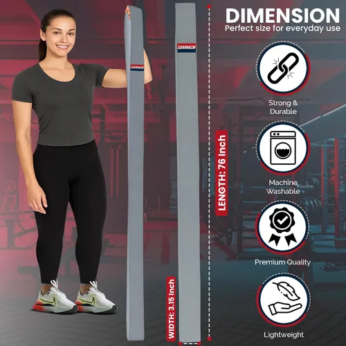 Vista 2 de 76-Inch Extended-Length Resistance Bands – Heavy-Duty Black Fabric Workout Bands for Strength, Mobility, Stretching & Full-Body Training – Durable