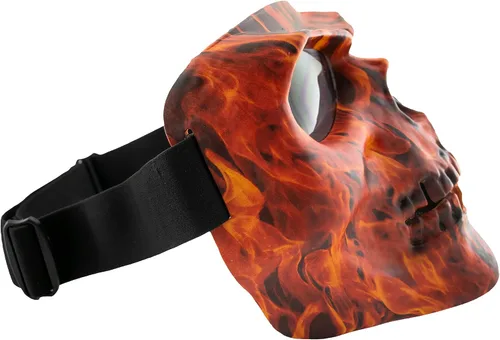 Vista 6 de Global Vision Máscara de calavera para motocicleta, cobertura de cara completa, gafas de equitación con llama mate con lentes ahumados