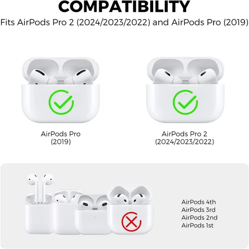 Vista 2 de AHASTYLE Funda protectora de silicona para AirPods Pro 2 [LED frontal visible] Compatible con AirPods Pro de 2ª generación (Púrpura)