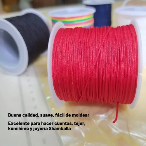Vista 6 de Cuerda de nailon para pulseras, cordón de nailon de 0.031 in, cordón de nudo chino de 109 yardas para hacer joyas, abalorios, collares, pulseras