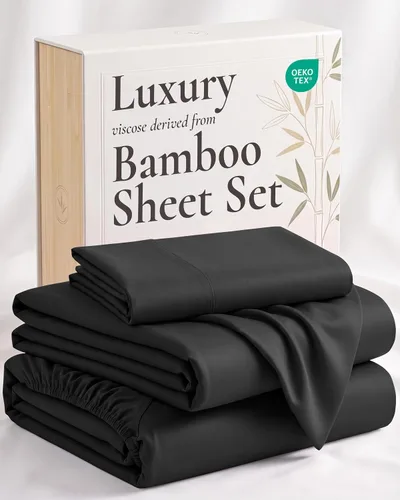 Vista 24 de Hotel Sheets Direct - Juego de sábanas 100% viscosa derivada de bambú tamaño individual - sábanas refrescantes con 1 funda de almohada 01-Blanco