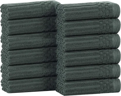 Vista 40 de Superior Juego de 6 toallas de algodón sólido y acanalado, toallas de cara de 13 x 13 pulgadas, toallas de mano de 16 x 28 pulgadas, toallas de baño