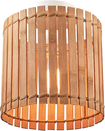 Vista 8 de Globe Electric 65898 Lámpara de techo empotrada de 1 luz, blanco mate, pantalla de bambú natural