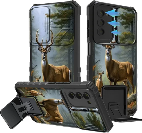 Vista 117 de Funda para Samsung Galaxy A13 5G/4G/A04S, Galaxy A13 5G con cubierta de cámara deslizante, funda de doble capa integrada con función atril