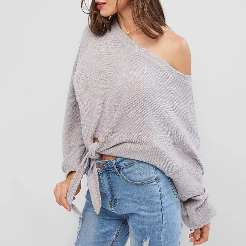 Vista 7 de ZAFUL Suéteres casuales de punto cruzado para mujer