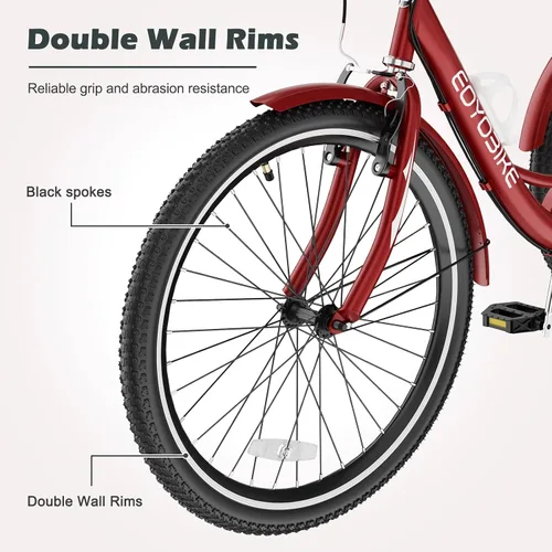 Vista 4 de ABORON Triciclo para adultos, bicicleta de 3 ruedas para adultos, triciclo para adultos, llantas de doble pared, triciclo para mujeres y hombres