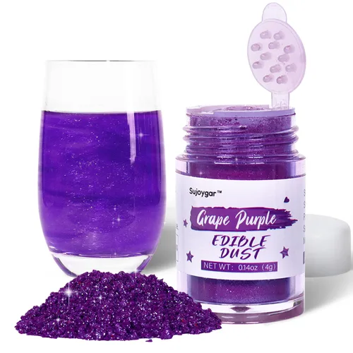 Vista 9 de Purpurina comestible de 4 colores para cócteles, set de polvo de lustre brillante comestible para bebidas, pasteles, horneado, fresas, chocolates