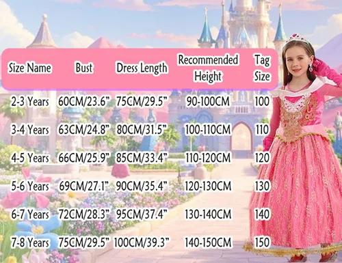 Vista 6 de Disfraz de princesa para niñas, trajes de vestir rosas