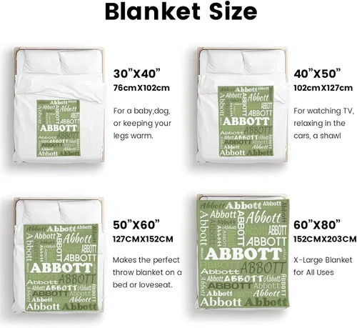 Vista 8 de Ships Next Day Custom Blanket with Name Personalized Throw Blanket for Baby Kid Customized Gifts for Dad, Mom, Grandpa, Grandma, Son, Daughter Algae