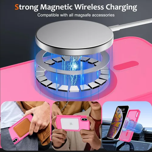 Vista 96 de Anuck - Funda magnética para iPhone 11 compatible con MagSafe, carcasa trasera mate translúcida dura, borde de TPU, delgada, resistente a impactos