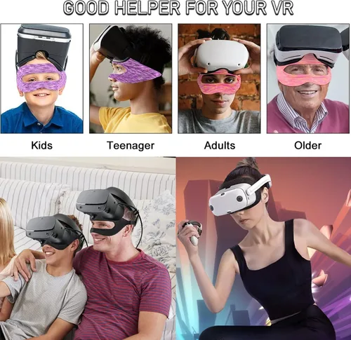 Vista 7 de Vr - Funda para máscara de ojos, 3 piezas, universal, ajustable, lavable, transpirable, para Oculus Quest 2, entrenamientos de realidad virtual