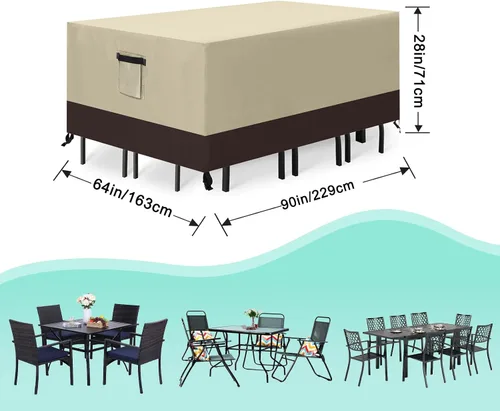 Vista 2 de ABCCANOPY Cubierta de Mesa Rectangular Cubierta de Mesa Universal Cubierta de Silla para Exteriores Impermeable y a Prueba de Polvo Resistente al