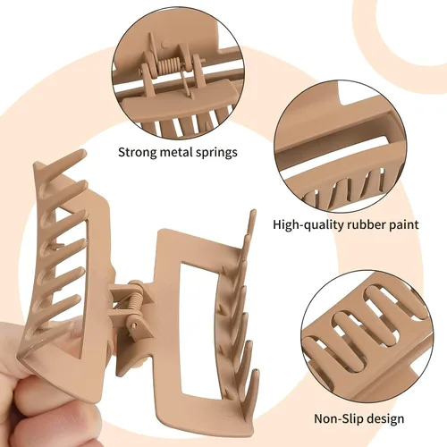 Vista 4 de Sisiaipu Pinzas de pelo grandes de 4 pulgadas, 6 piezas de garra grande para cabello grueso, pinzas cuadradas para el cabello para mujeres, pinzas