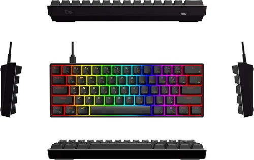 Vista 7 de AEON - Teclado para juegos AC61M RGB para juegos funda de aluminio de 61 teclas dos puertos USB-C tecla PBT intercambiable en caliente programable
