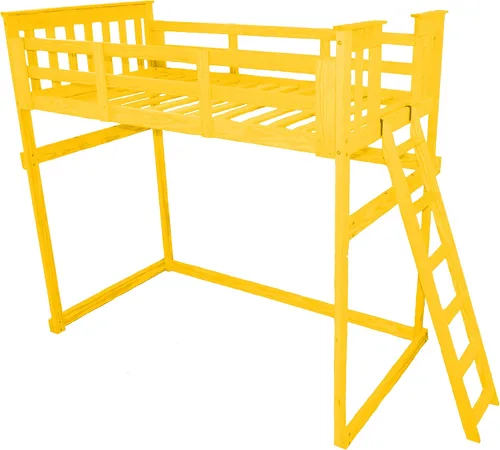 Vista 28 de Furniture Barn USA - Cama tipo loft de tamaño individual con escalera final, pintado de pino negro