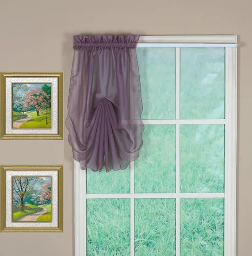 Vista 13 de Today's Curtain Emelia Inserto de Abanico de Gasa Original, Amatista, 30" An x 40" L