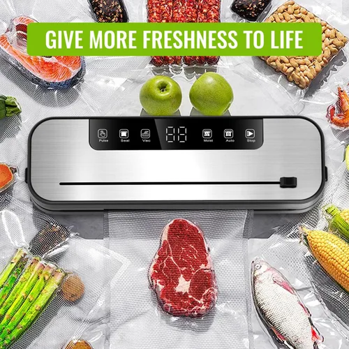 Vista 3 de FIRE HIVE Máquina selladora al vacío 5 en 1 para alimentos, potente succión de 75 KPa, tira de sellado de 11.8 pulgadas, limpieza con luz púrpura