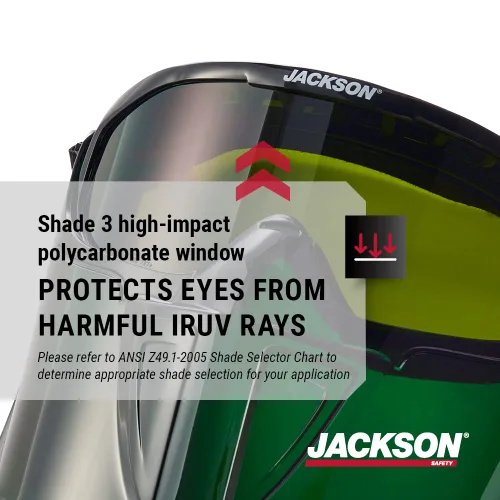 Vista 4 de Jackson Safety 21001 - Gafas de seguridad - Serie Gpl500 Premium - Lente Shade 3 IR - Antivaho - Con protector facial desmontable abatible - Cuerpo
