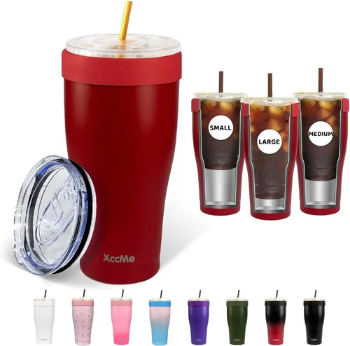 Vista 8 de Funda universal para café helado, aislante de acero inoxidable de 32 onzas, se adapta a tazas Starbucks/Dunkin/McDonalds, doble pared reutilizable