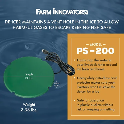 Vista 3 de Bomba flotante anticongelante, de Farm Innovators, modelo PS-200, 200 W, Floating Thermostatically controlled heater operates only when necessary