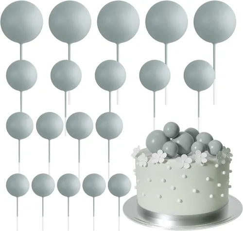 Vista 14 de ASTARON 20 piezas de decoración de bolas para pastel, mini globos, decoraciones de pastel, palos, bolas negras, decoraciones de pastel