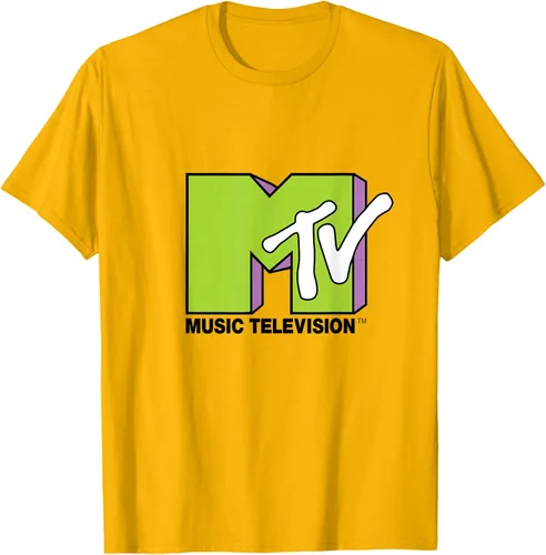 Vista 85 de Camiseta de tratamiento de relleno con logotipo MTV verde lima y morado, Negro, S Azul Marino