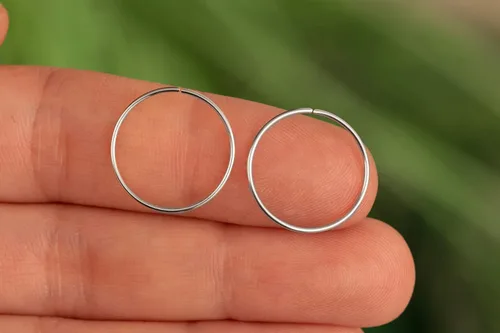 Vista 81 de Aretes de aro de oro de plata – Aretes de aro para mujer, dos piezas de aros de plata fina rellenos de oro, aro de hélice, anillo de tragus, aro