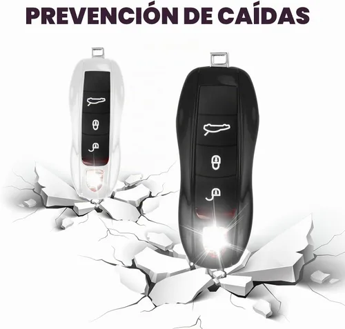 Vista 6 de QBUC Funda para llavero Porsche, 3 piezas pintadas compatibles con Porsche Cayenne Panamera Macan 911 Boxter Cayman (negro)