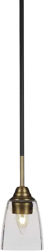 Vista 185 de Toltec Lighting Paramount - Mini colgante de 1 luz en acabado negro mate con cristal de arte perla de 7 pulgadas y estilo negro