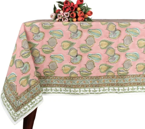 Vista 60 de Ridhi Mantel rectangular con estampado de bloque de mano verde espárragos Espárragos Verde Gadd
