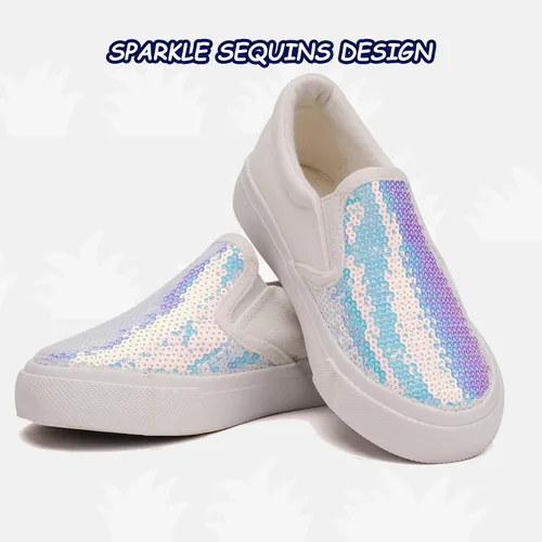 Vista 3 de Toandon Zapatillas planas brillantes con purpurina para niñas de 3 a 10 años