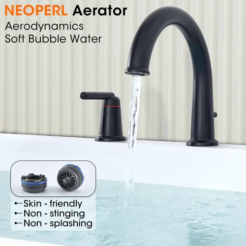 Vista 3 de WT-9808BK WT-9808BK - Kit de ajuste para grifo de bañera con ducha de mano y válvula de montaje en cubierta de 4 agujeros de alto flujo clásico