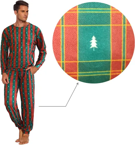 Vista 2 de Ekouaer Matching Family Christmas Pajamas Set Women Men Holiday Sleepwear Soft Nightwear Xmas Pjs Clothes Kid