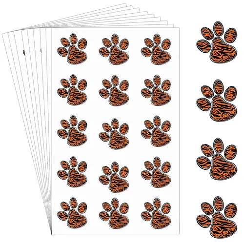 Vista 11 de Harloon 20 hojas de 300 tatuajes temporales de huellas de patas, tatuajes faciales para perros, calcomanías extraíbles para Cheer Patrol para Negro