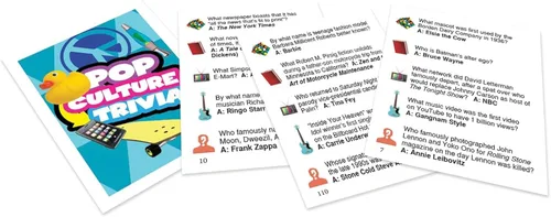 Vista 2 de Outset Media Juego de trivia de cultura pop, juego de fiesta, juego familiar, juego de viaje, divertido y fácil de jugar, 1200 preguntas de trivia