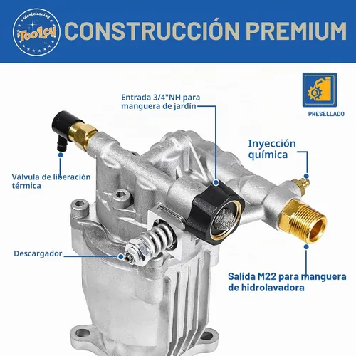 Vista 3 de TOOLCY Bomba de lavado a presión horizontal de eje de 3/4", 2600-3200 PSI
