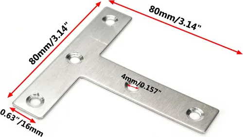 Vista 2 de Soportes en T de 3.14 x 3.14 pulgadas, placa de reparación plana